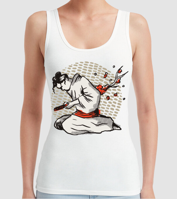 Samurai Harakiri model alb pe tricou