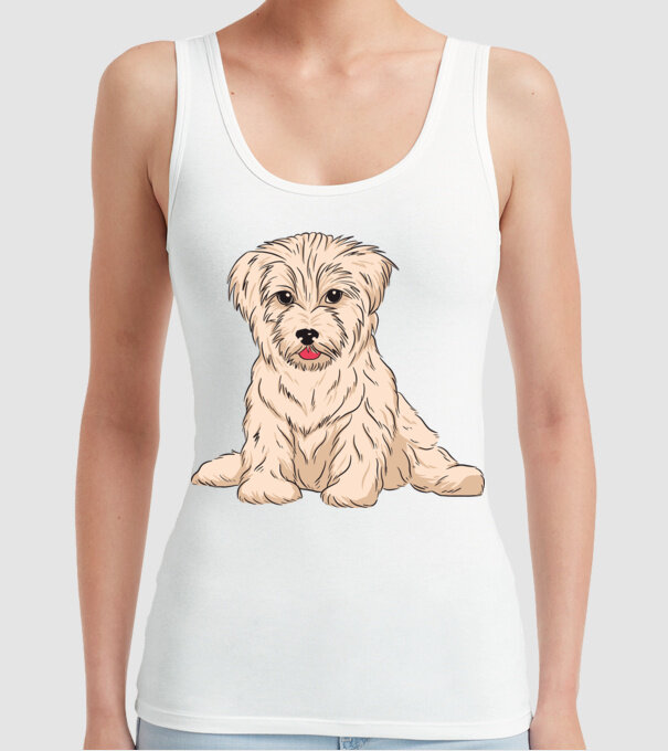 Câine Havanez model alb pe tricou