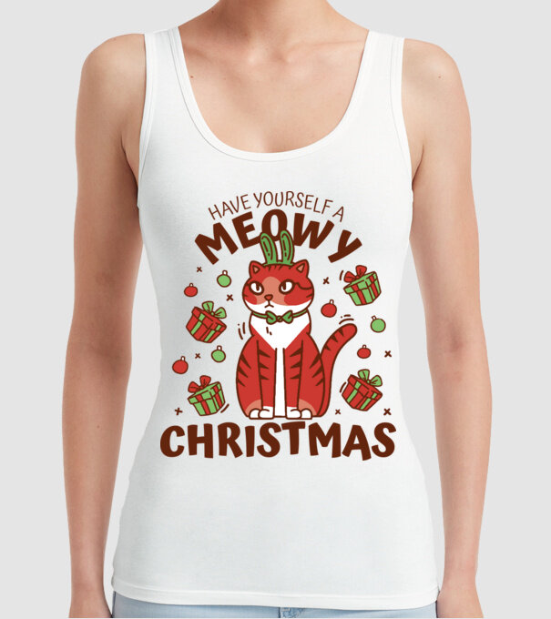 Have yourself a Meowy Christmas - Cicás Karácsony model alb pe tricou