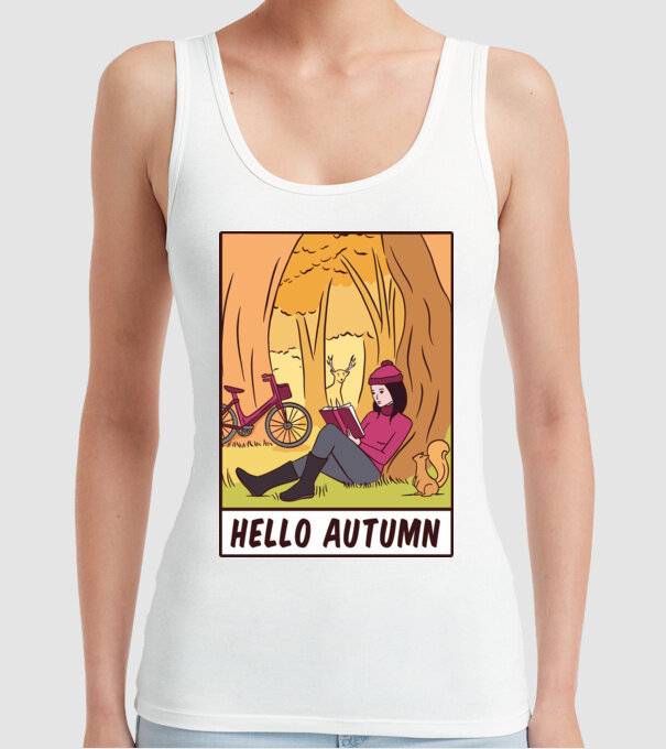 Hello Toamnă model alb pe tricou