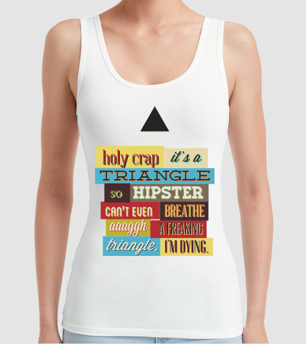 'Holy crap it''s a triangle' model alb pe tricou