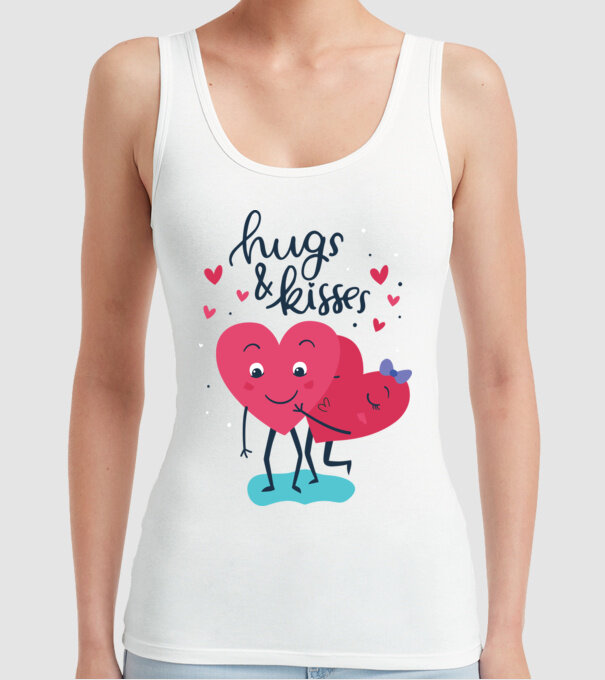 'Hugs and Kisses Tricou drăguț pentru Valentine''s Day' model alb pe tricou