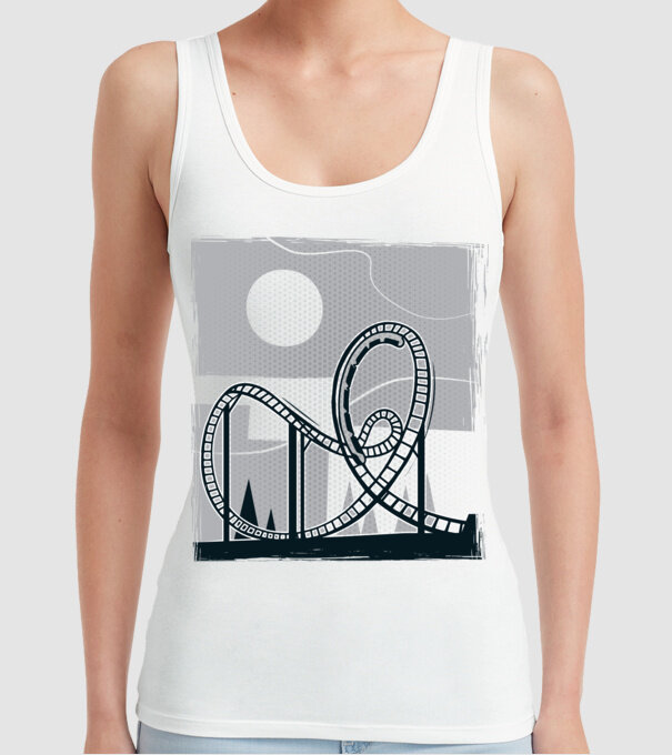 Roller coaster model alb pe tricou