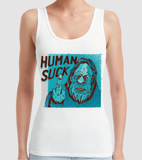 Human Suck - Yeti spune tricou amuzant antisocial model alb pe tricou