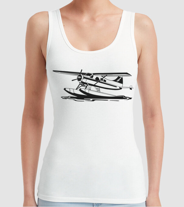 Hydroplane avion model alb pe tricou