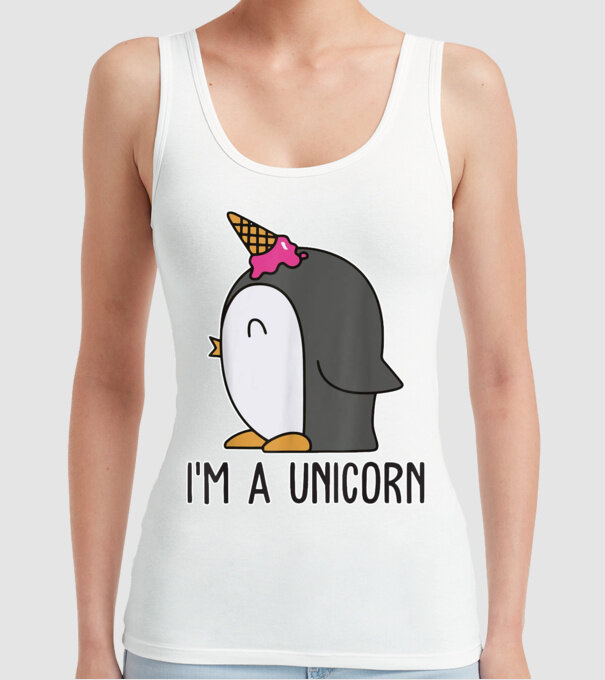 'I''m a unicorn - penguin' model alb pe tricou