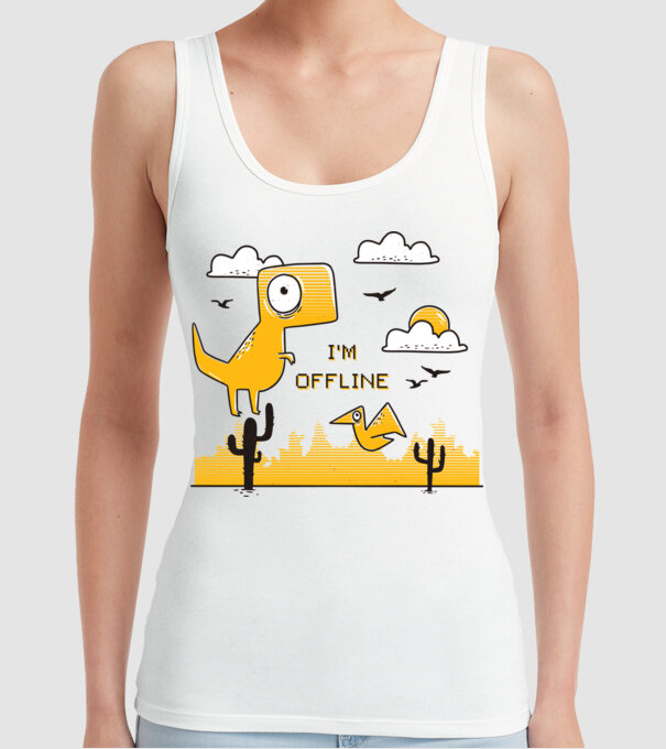 'I''m Offline tricou amuzant' model alb pe tricou