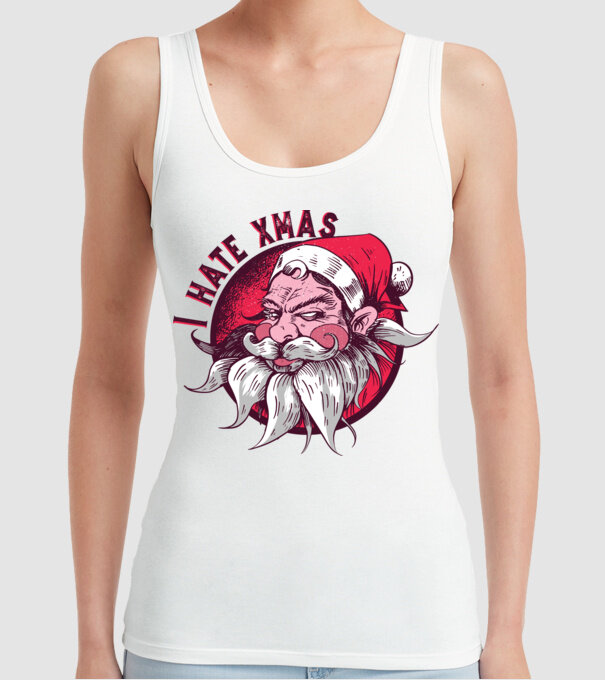 I Hate Xmas model alb pe tricou