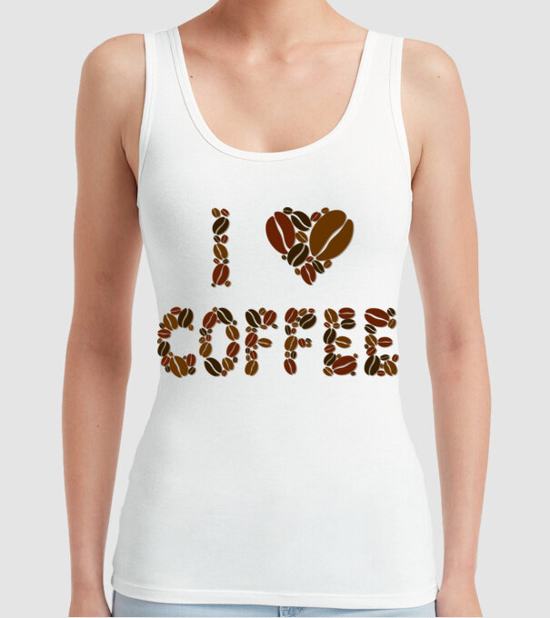 I Love Coffee model alb pe tricou