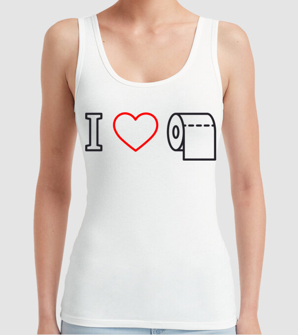 I love hârtie igienică model alb pe tricou