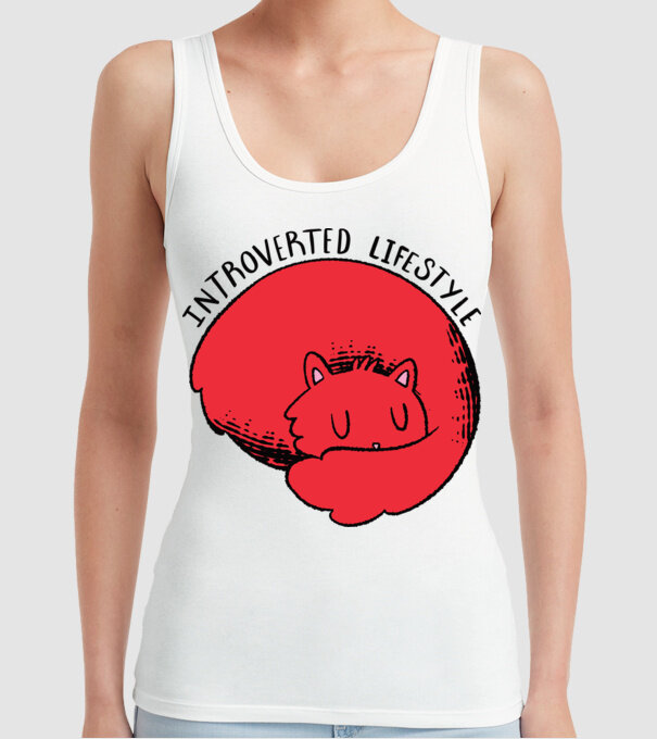 Pisică Introvertită model alb pe tricou