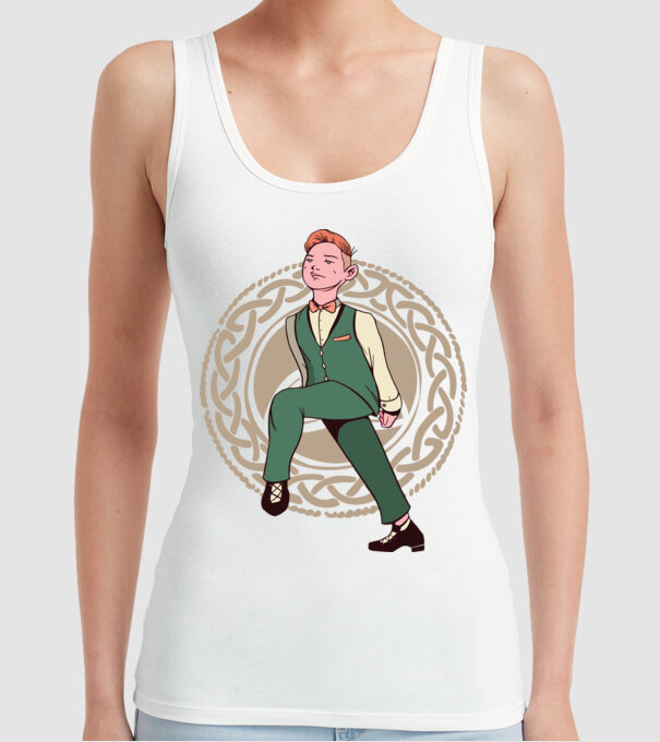 Bărbat Dansator irlandez model alb pe tricou