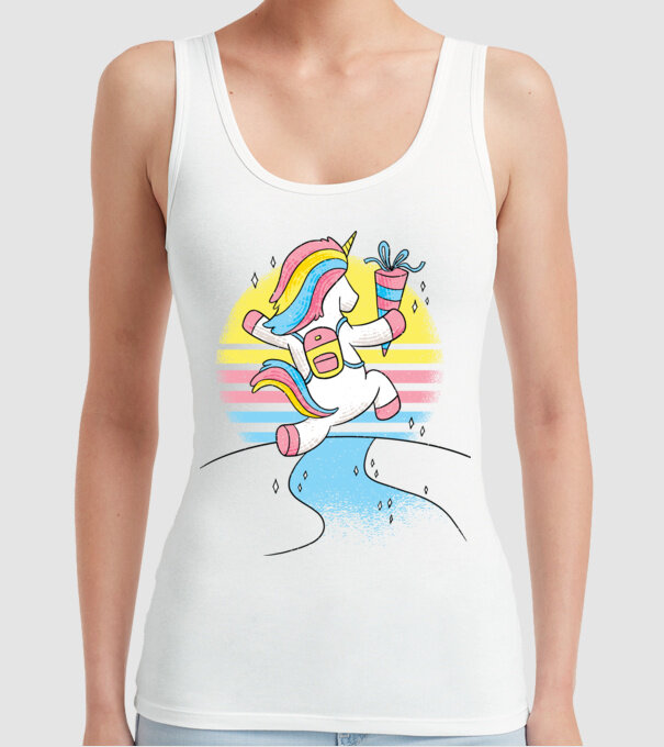 Unicorn școlar model alb pe tricou