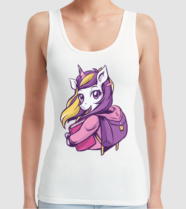Școlăriță Unicorn model alb pe tricou