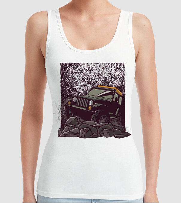 Jeep Offroad model alb pe tricou