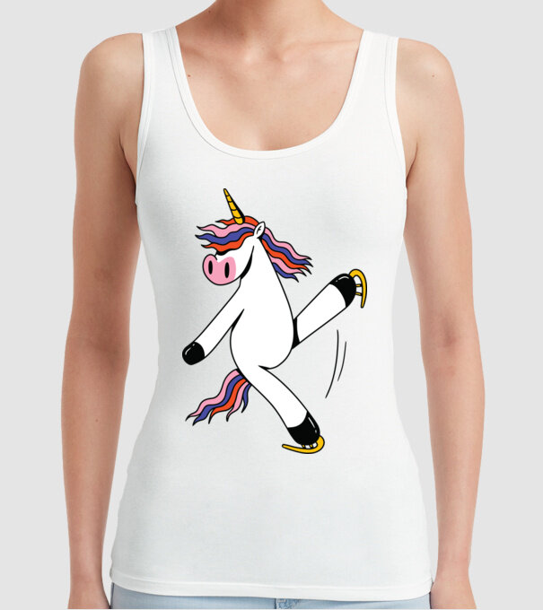 Unicorn cu Patine model alb pe tricou