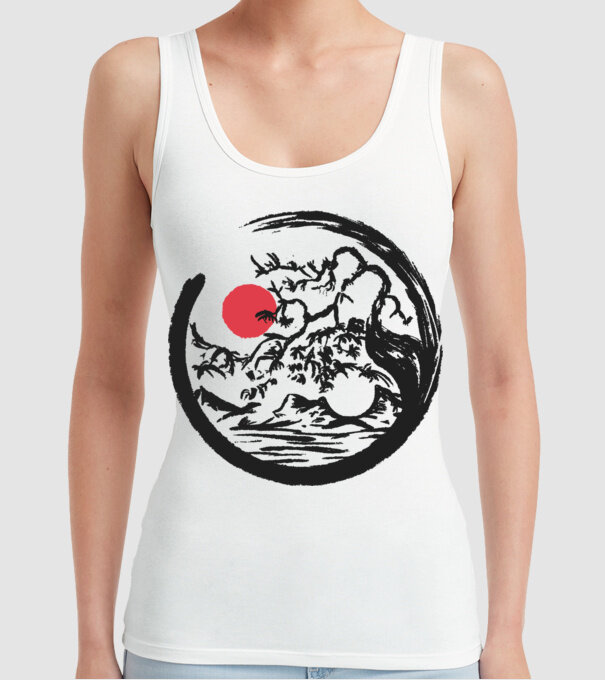 Yin-Yang Bonsai model alb pe tricou