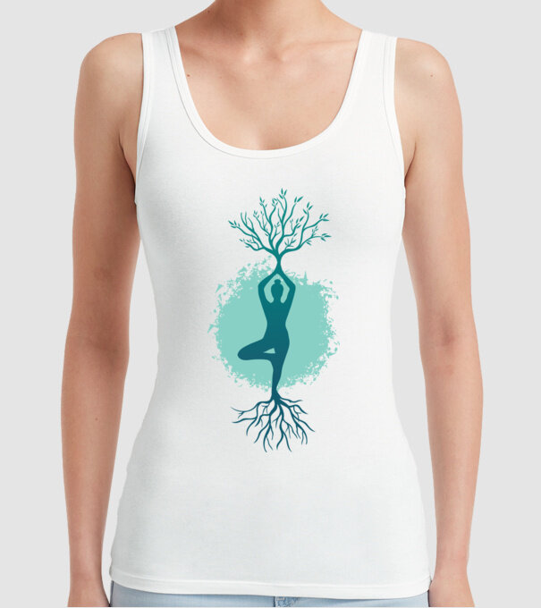 Yoga Natură model alb pe tricou