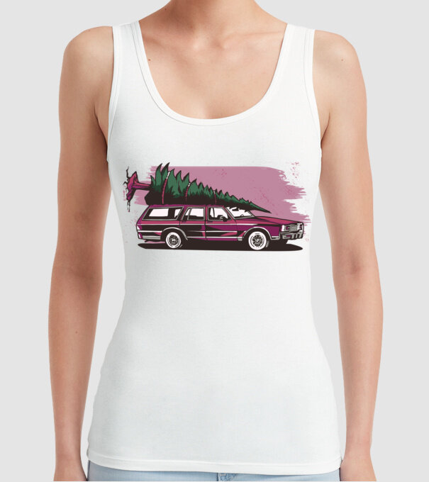 Pom de Crăciun cu mașină Retro tricou model alb pe tricou