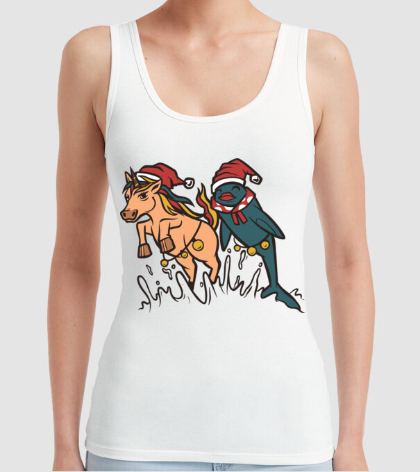 Animale de Crăciun model alb pe tricou