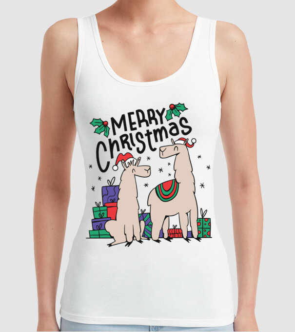 Alpaca de Crăciun model alb pe tricou