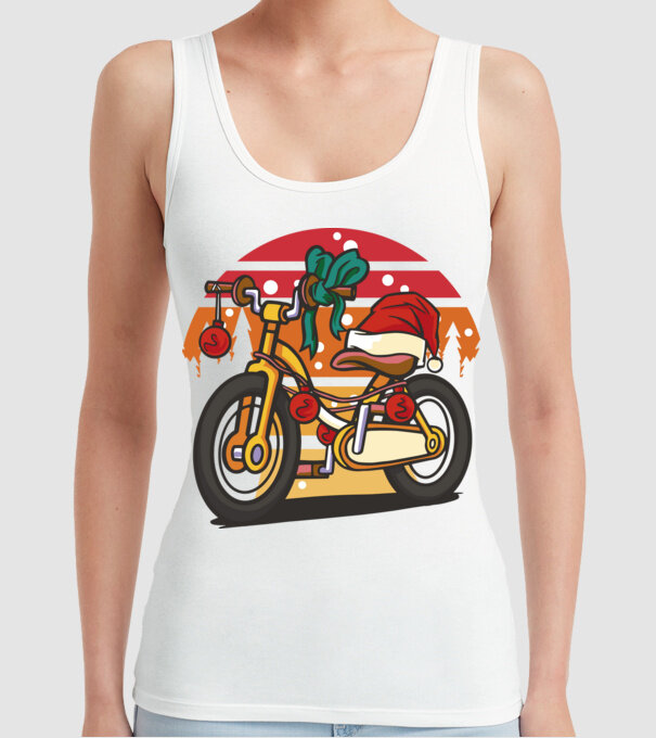 Bicicletă de Crăciun model alb pe tricou