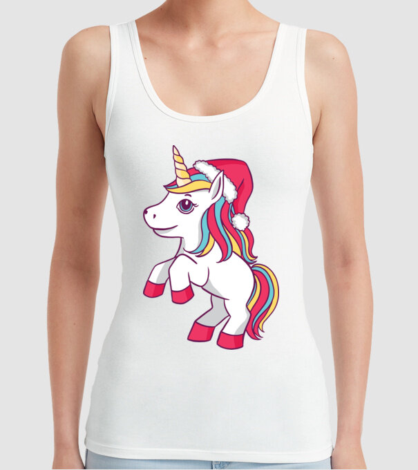 Unicorn de Crăciun model alb pe tricou