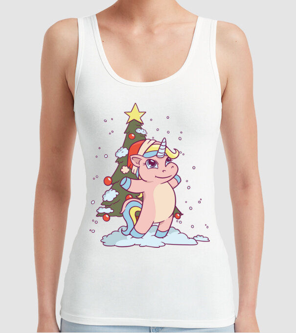 Unicorn de Crăciun model alb pe tricou
