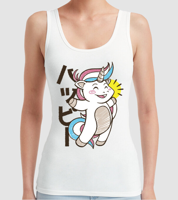 Kawaii unicorn model alb pe tricou