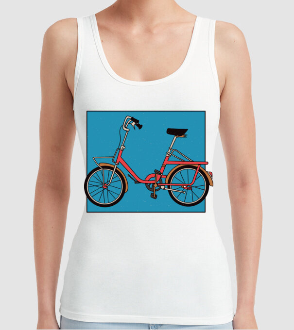 Bicicletă Camping model alb pe tricou