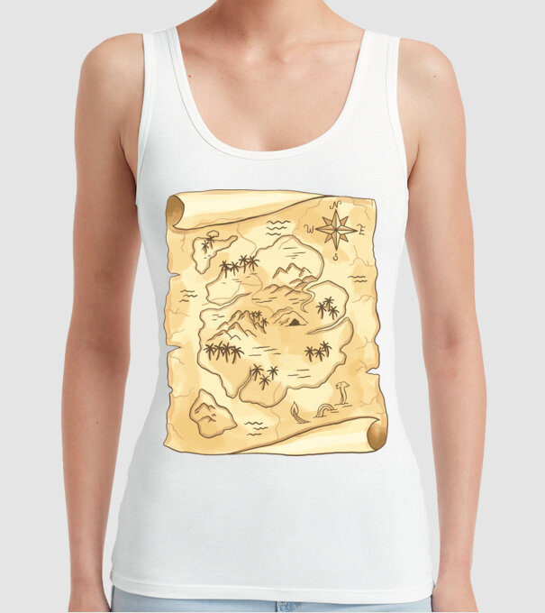 Hartă cu comori model alb pe tricou