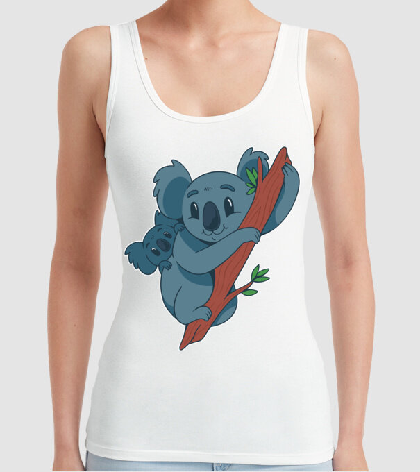 Coala model alb pe tricou