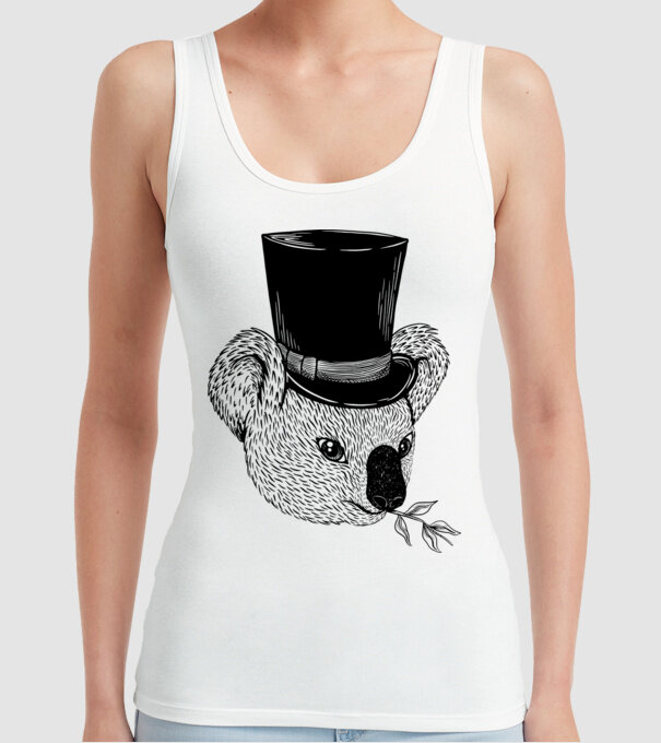 Cilindru Koala model alb pe tricou