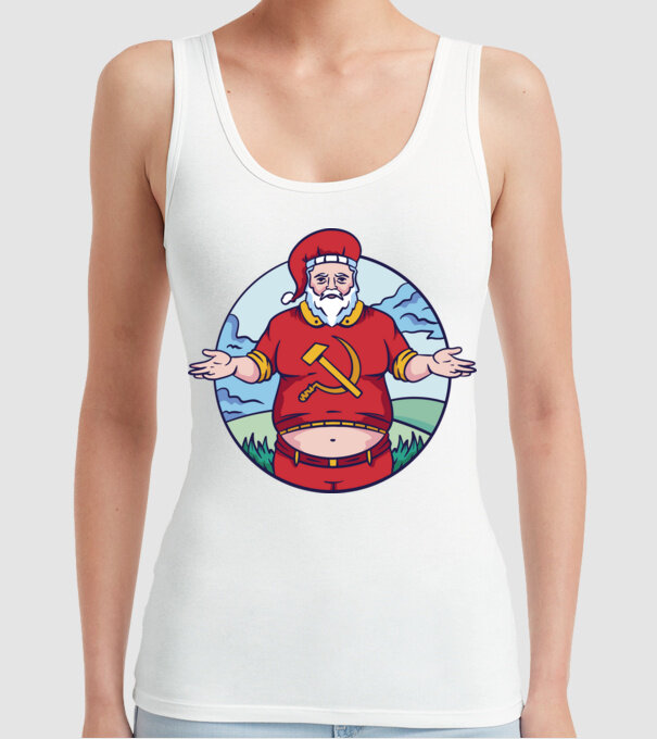 Moș Crăciun comunist model alb pe tricou