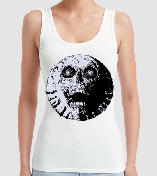 Craniu Lună model alb pe tricou