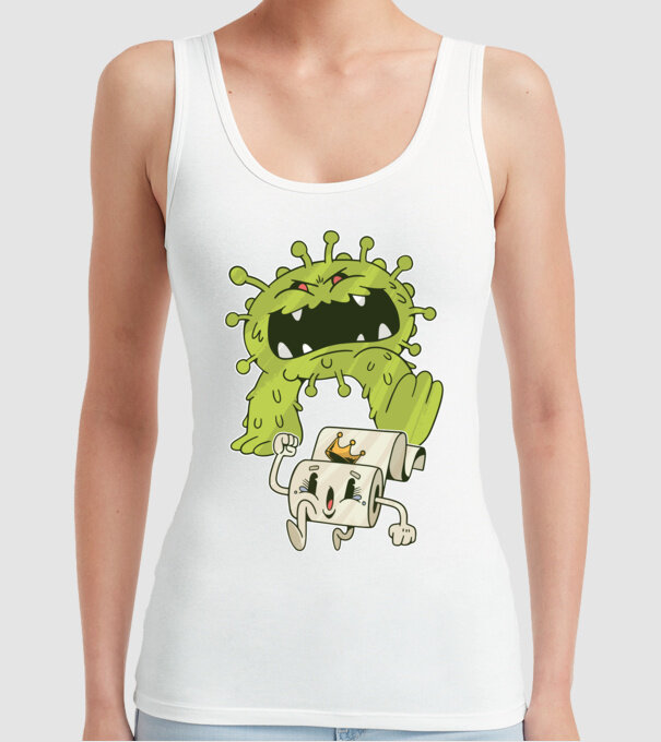 Coronavirus Monstru model alb pe tricou