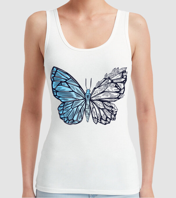 Fluture cristal model alb pe tricou
