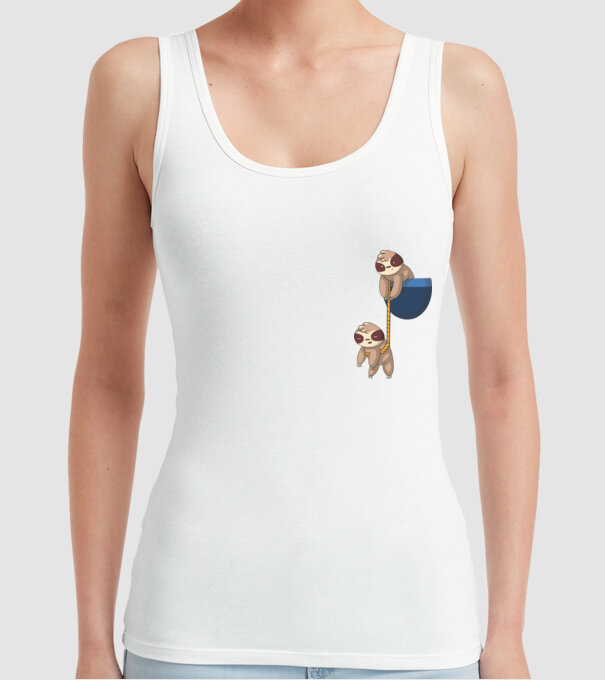 Leneș cu buzunar model alb pe tricou