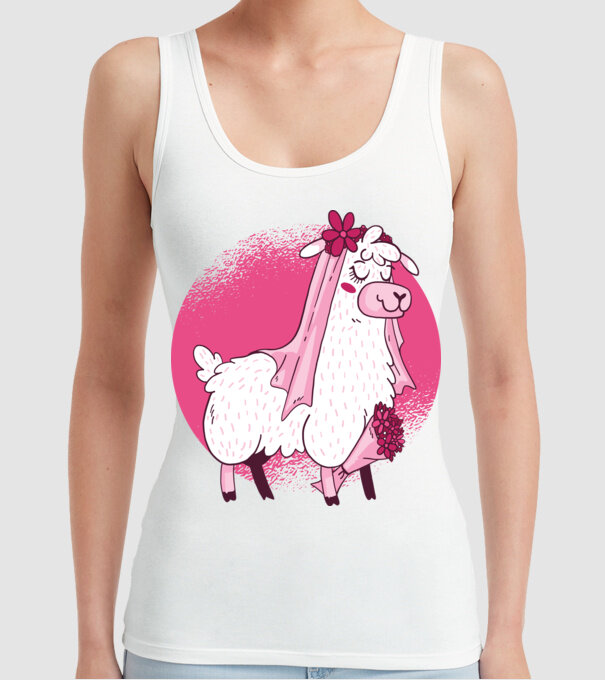 Mireasa Llama pentru petrecerea burlăcițelor model alb pe tricou