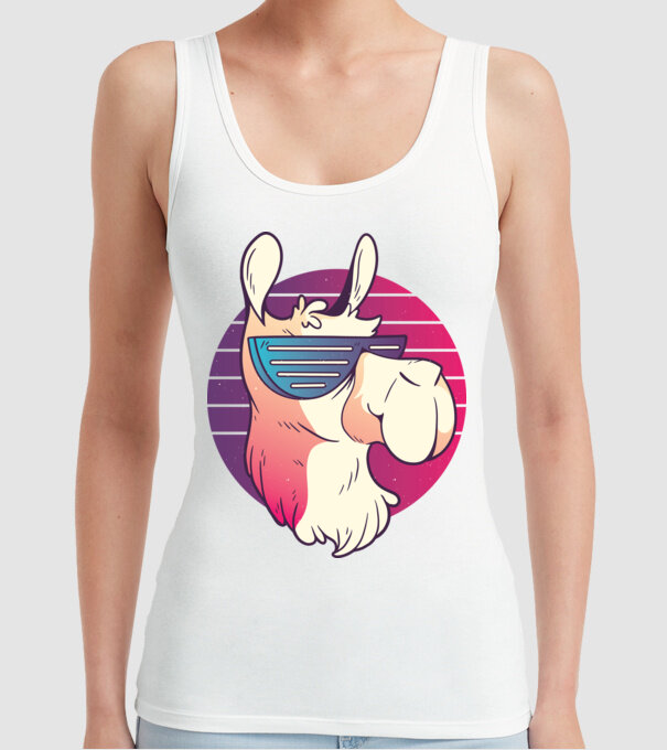 Llama ochelari de soare retro tricou model alb pe tricou