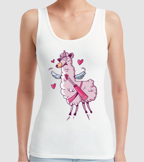 'Dragoste Llama pentru Valentine''s Day' model alb pe tricou