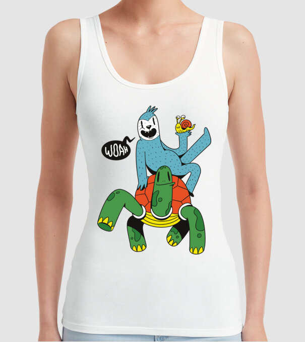 Animale lente model alb pe tricou