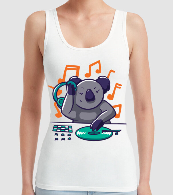 Koala DJ model alb pe tricou