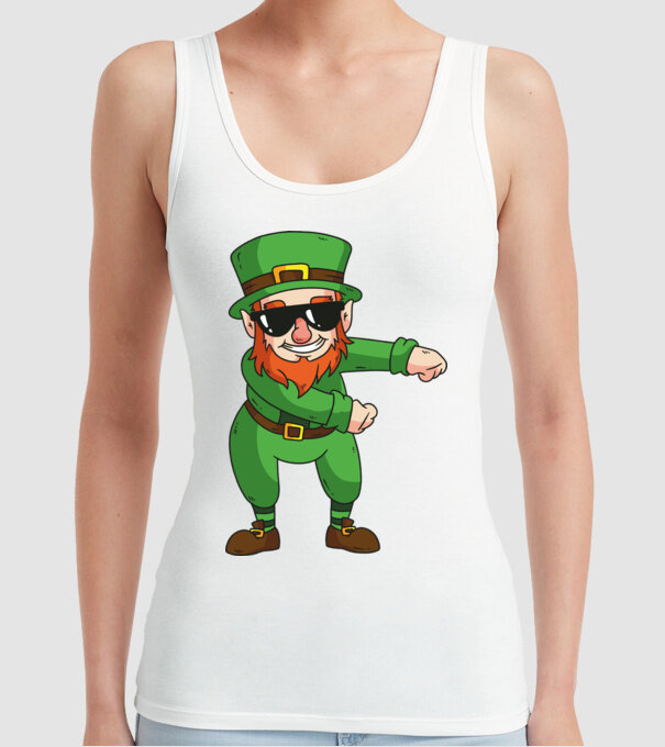 Leprechaun Floss DAB model alb pe tricou