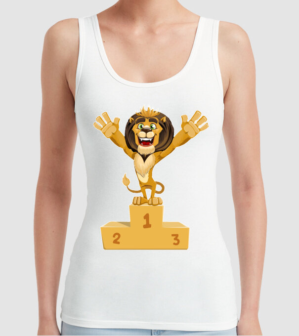 lion champion model alb pe tricou