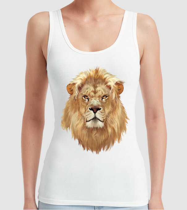 lion head paint model alb pe tricou