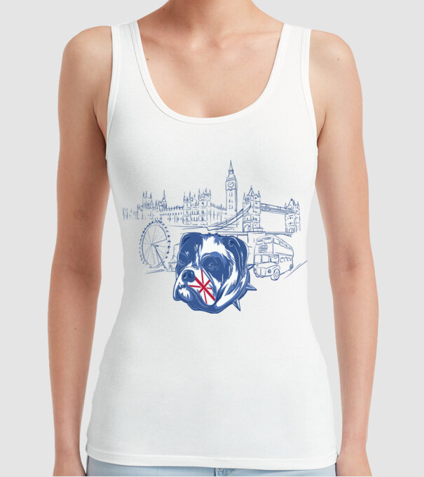 London Bulldog model alb pe tricou