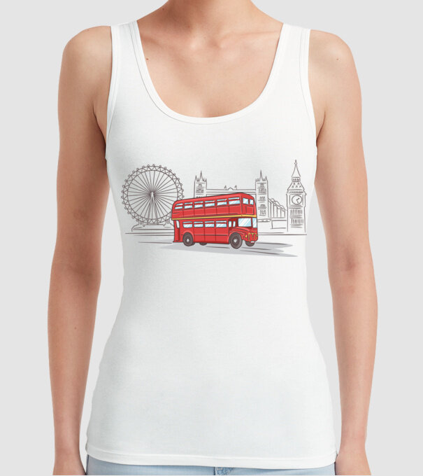 London Bus model alb pe tricou