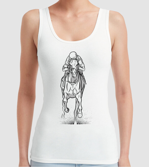 Cursă de cai model alb pe tricou