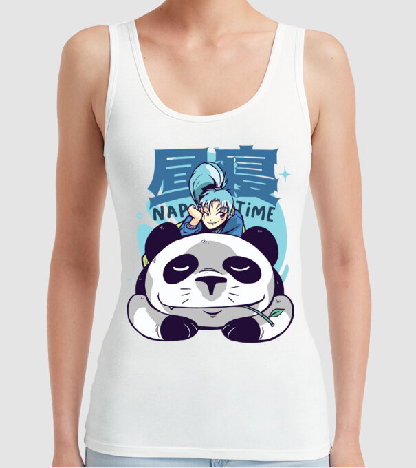 Anime Panda relaxare model alb pe tricou